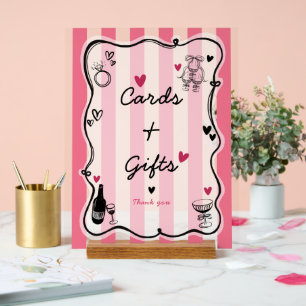 Chic Whimsical Hand Drawing Brautparty Tabletop Acrylschild