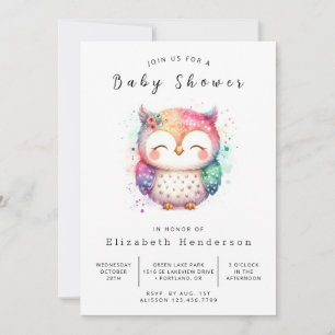 Chic Whimsical Owl Baby Dusche Einladung