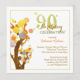 Chic Whimsical Trees 90. Geburtstagsparty Einladung