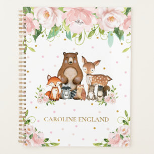 Chic Whimsical Woodland Animaux Blush Rose Floral
