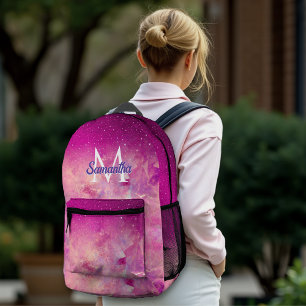 Chic whimsisiasc fuchsia ombre Glitzer monogramm Bedruckter Rucksack