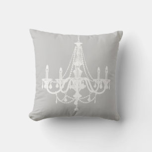 Chic White and Gray Chandelier Kissen