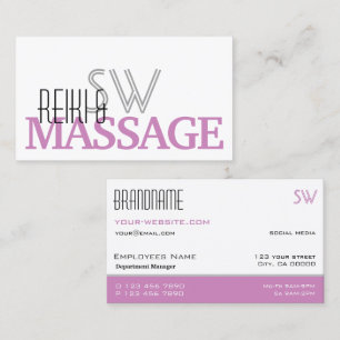 Chic White and Pink Stilvoll einfach mit Monogram Visitenkarte