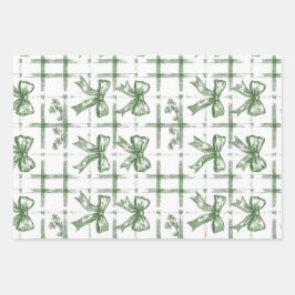 Chic White and Sage St. Patrick's Bow Set von 3 Geschenkpapier Set