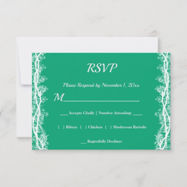 Chic White Botanorder Wedding RSVP Card Karte (Vorderseite)