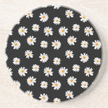 Chic White Daisies Muster auf schwarzem Hintergrun