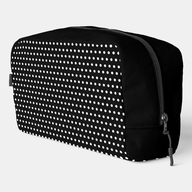 Chic White Dots Muster auf schwarz Waschbeutel (Rechte Ecke)