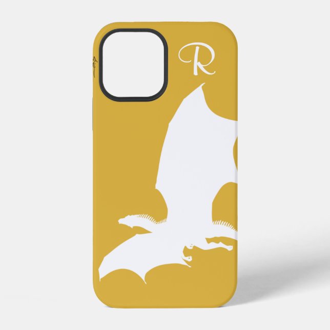 Chic White Dragon Monogram Case-Mate iPhone Case 12 Hülle (Rückseite)