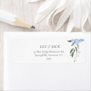 Chic White Floral Blue Hudrangea Rücksendeadresse