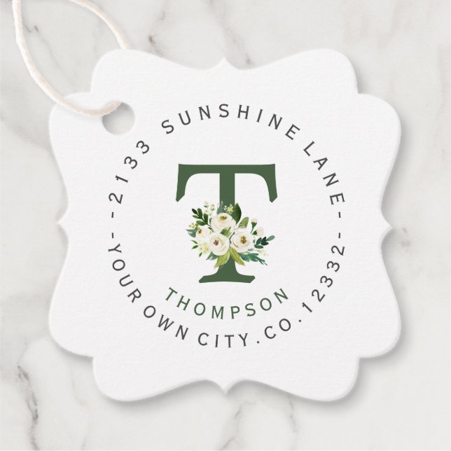 Chic White Floral Circular Address Label Wedding (Vorderseite)