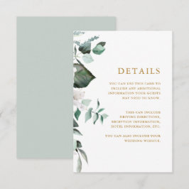 Chic White Floral Guest Information Enclosure Card Begleitkarte