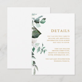Chic White Floral Guest Information Enclosure Card Begleitkarte