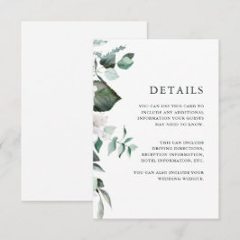 Chic White Floral Guest Information Enclosure Card Begleitkarte