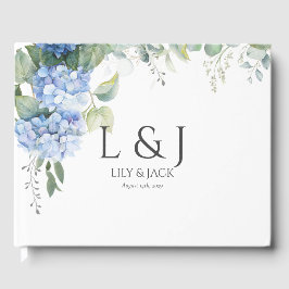 Chic White Floral Hydrangea Wedding Gäestbook Gästebuch
