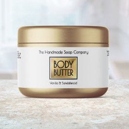 Chic White, Gold, Black Body Butter Jar label