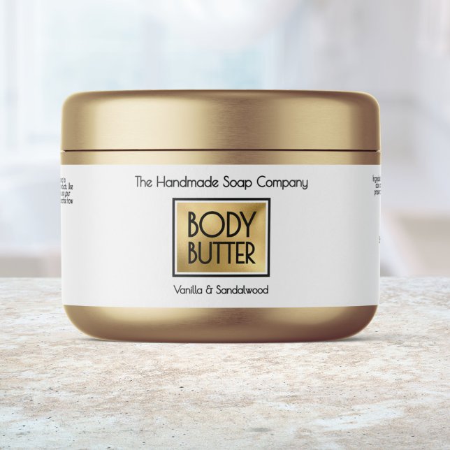 Chic White, Gold, Black Body Butter Jar label (Von Creator hochgeladen)