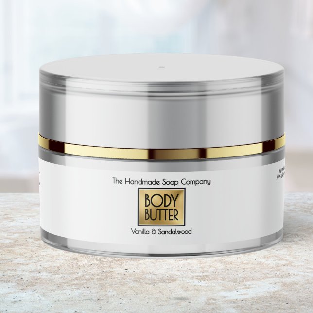 Chic White Gold Body Butter Jar Label  (Von Creator hochgeladen)