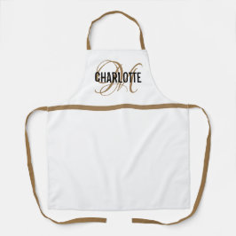 Chic white gold monogram name Schürze