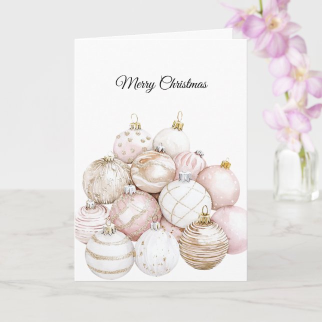 Chic White Gold Pink Weihnachtsschmuck Karte (Orchidee)