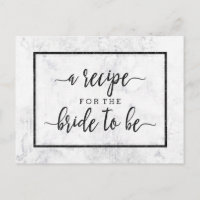 Chic White & Gray Marble Brautparty Rezept Card