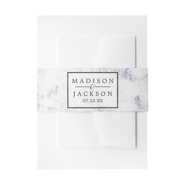 Chic White & Gray Marble Wedding Einladung Einladungsbanderole (Vorderseite Beispiel)