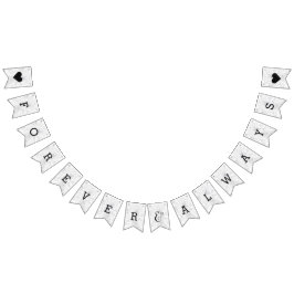 Chic White & Gray Marble Wedding Forever Wimpelkette