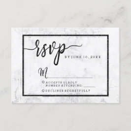 Chic White & Gray Marble Wedding RSVP Response