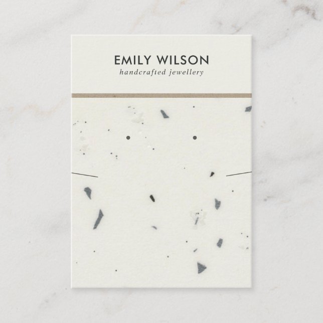 CHIC WHITE GRAY TERRAZZO NECKLACE EARRING DISPLAY VISITENKARTE (Vorderseite)