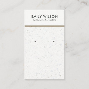 CHIC WHITE GRAY TERRAZZO STUD EARRING DISPLAD CARD VISITENKARTE