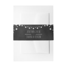 Chic White Hanging String Lights Black Chalkboard Einladungsbanderole