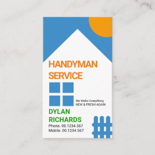 Chic White House Picket Fence Motif Handyman Visitenkarte