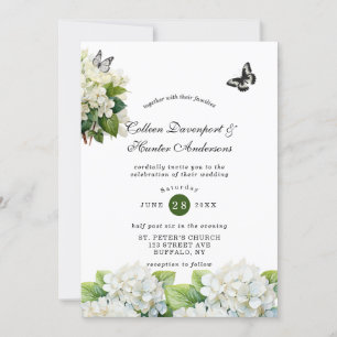 Chic White Hydrangea Butterfly Wedding Einladung