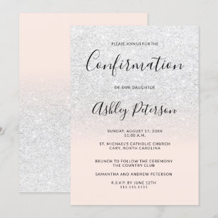 Chic white Imitats Glitzer Pink ombre Bestätigung Einladung