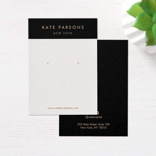 Chic White Leather Earring Juwelier Display Card (Schreibtisch)