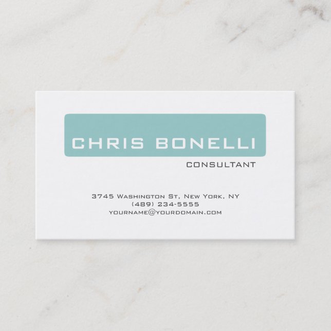 Chic White Light Blue Trendy Business Card Visitenkarte (Vorderseite)