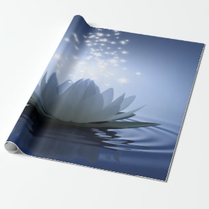 Chic White Lotus Blue Geschenkpapier