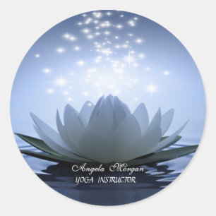 Chic White Lotus Blue Runder Aufkleber