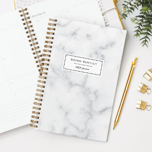 Chic White Marble Personalisiert Planer