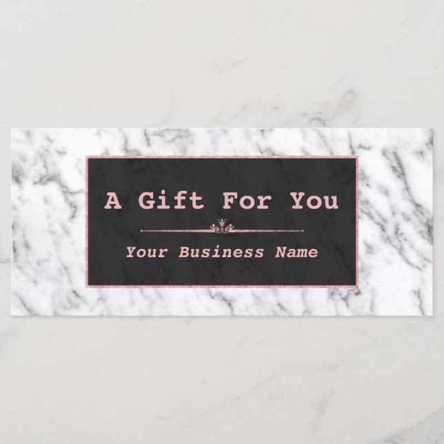 Chic White Marble Rose Gold Geschenkgutschein (Vorderseite)