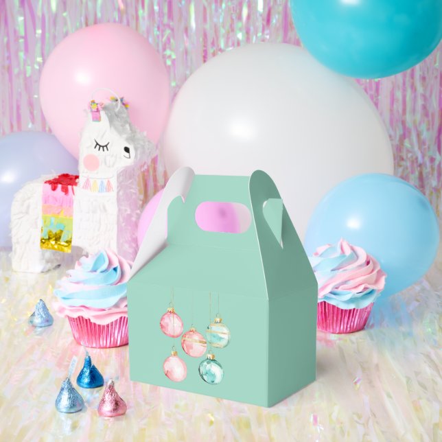 Chic White Mint Pink Gold Weihnachtsschmuck Geschenkschachtel (Party)