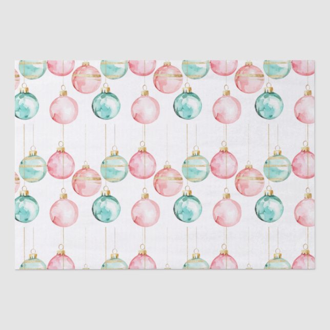Chic White Mint Pink Gold Weihnachtsschmuck Seidenpapier (Vorderseite)