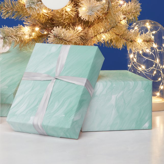 Chic White Mint Weihnachten Geschenkpapier (Feiertage)