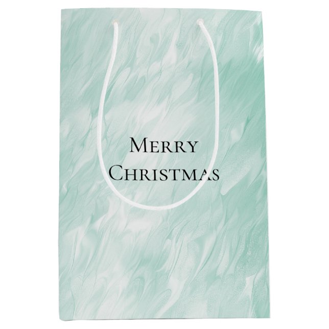 Chic White Mint Weihnachten Mittlere Geschenktüte (Vorderseite)