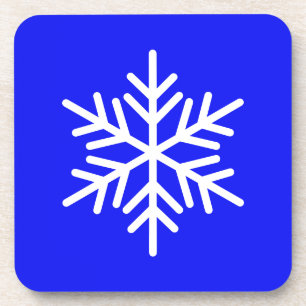 Chic White Nordic Snowflake auf hellen Royal Blue Getränkeuntersetzer