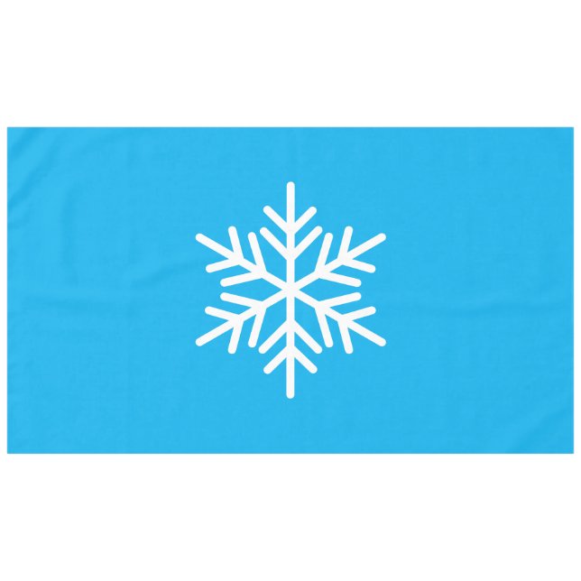Chic White Nordic Snowflake auf Hübschem Azure Blu Tischdecke (Vorderseite (Horizontal))