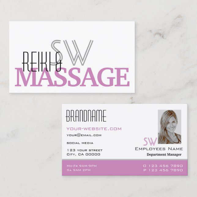 Chic White Pink Stilvolle Einfache Monogramm und F Visitenkarte (Vorne/Hinten)