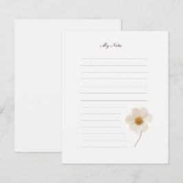 Chic White Pressure Blume I Lined Stationery Paper