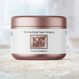 Chic White, Rose Gold, Black Body Butter Jar label