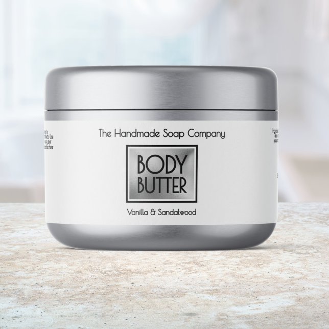 Chic White, Silver, Black Body Butter Jar label (Von Creator hochgeladen)