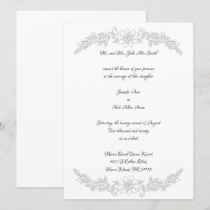Chic White Silver Foil Floral Hochzeit Einladung